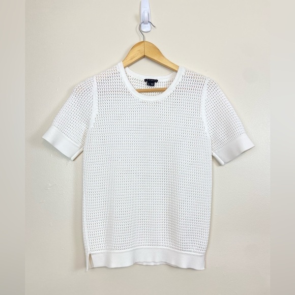 THEORY MESH POINTELLE HEAVY KNIT SHORT SLEEVE BLOUSE TOP - Picture 1 of 7